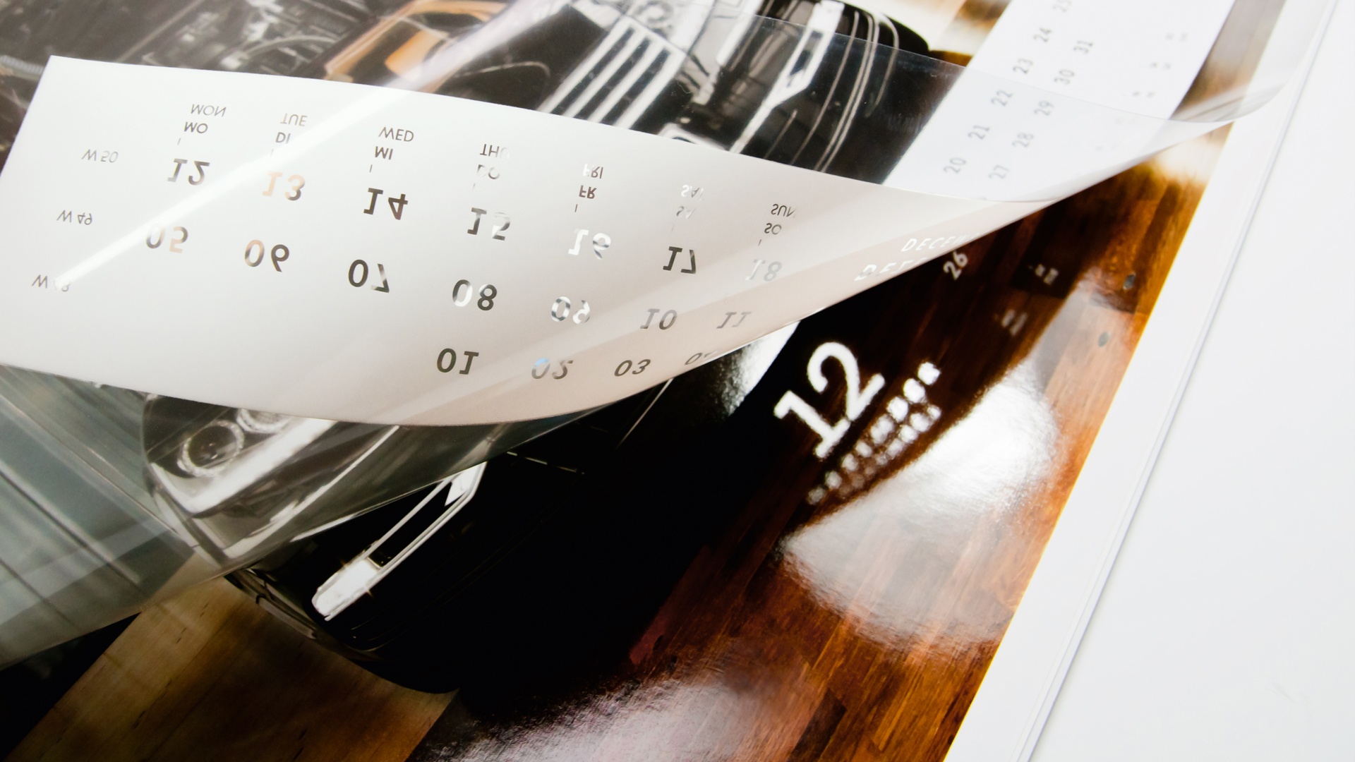 Siebdruck Typografie Gläserne Manufaktur Kalender VW